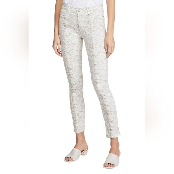 AG Adriano Goldschmied Denim Prima Mid Rise Ankle Snake print Jeans 24 - Picture 2 of 9